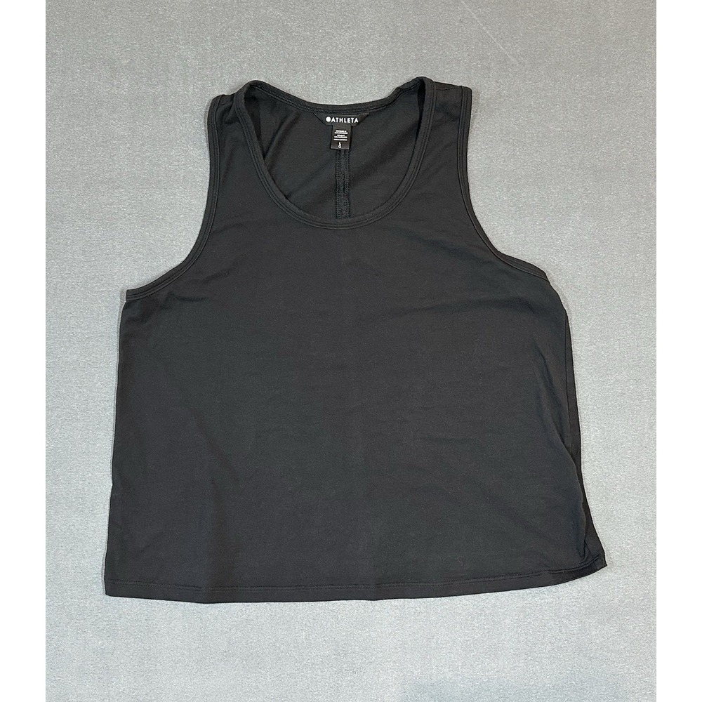 Athleta Tank Top Black Supima Cotton Blend Active Workout Yoga Womens‎ Size L